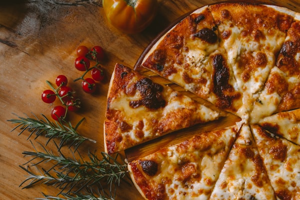 Four cheese pizza with mozzarella, ricotta, parmesan, provolone